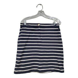 Boden Women's Navy White Striped Cotton Mini Skirt Pockets Size 10L